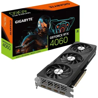 Gigabyte GAMING OC GeForce RTX 4060 8GB Black 281mm – NVIDIA Ada Lovelace Architecture, 3072 CUDA Cores, 2550 MHz Boost, 8GB GDDR6 128-bit, PCIe 4.0, WINDFORCE 3-Fan Cooling, 2x HDMI 2.1a & 2x DisplayPort 1.4a, RGB Fusion, Dual BIOS, Full-Height GPU