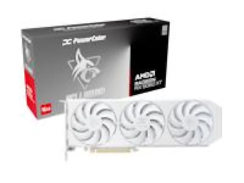 PowerColor Hellhound OC Radeon RX 9060 XT 16GB GDDR6 Graphics Card – AMD RDNA 4 GPU, 2048 Stream Processors, 16 GB 128-bit GDDR6 @ 20 Gbps, Boost up to 3310 MHz (OC), PCIe 5.0 x16, Triple-Fan Active Cooling, Glacier White / Black Design, 310 mm Length, 1x HDMI 2.1b & 2x DisplayPort 2.1a Outputs - Featured Image