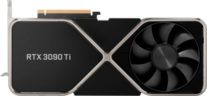 NVIDIA Founders Edition GeForce RTX 3090 Ti 24GB GDDR6X Ampere PCIe 4.0 Graphics Card, 10,752 CUDA Cores, 384‑bit Memory Bus, Triple‑Slot Cooling, 313 mm Length, 450 W TGP, 3x DisplayPort 1.4a + HDMI 2.1, Titanium/Black Reference Design - Featured Image