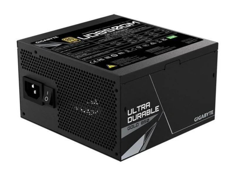 Gigabyte UD850GM 850W 80+ Gold Fully Modular ATX Power Supply – 850 W Output, 80 PLUS Gold Efficiency (~90%), Fully Modular Black Flat Cables, 120 mm Hydraulic Bearing Fan, Active PFC, PCIe Gen 5.0 Graphics Support, OVP/OVP/SCP/UVP/OCP/OTP Protection, ATX12V & EPS Support for High-Performance Gaming PCs - Featured Image