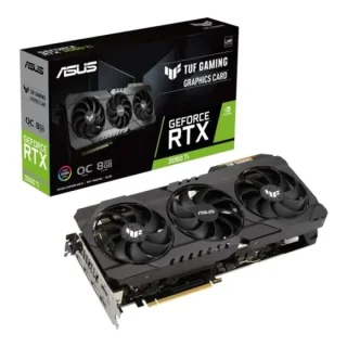 ASUS TUF GAMING OC GeForce RTX 3060 Ti 8GB – NVIDIA Ampere GA104 GPU, 4864 CUDA Cores, 8GB GDDR6 256-bit Memory, PCIe 4.0 Triple-Fan Axial-Tech Cooling, 302 mm Length, 2x HDMI 2.1 & 3x DisplayPort, 2.7-Slot Black Gaming Graphics Card
