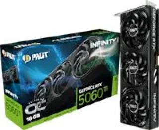Palit GeForce RTX 5060 Ti Infinity 3 OC 16GB – NVIDIA Blackwell GB206 GPU, 4608 CUDA Cores, 16 GB GDDR7 128-bit Memory, PCIe 5.0 x16, Triple-Fan Active Cooling, 292 mm Length, 3x DisplayPort 2.1b & HDMI 2.1b Outputs, Overclocked Gaming Graphics Card