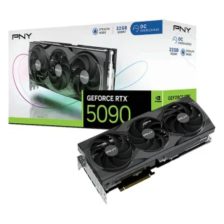PNY GeForce RTX 5090 32GB OC Triple-Fan Graphics Card – NVIDIA Blackwell Architecture GPU, 21760 CUDA Cores, 32GB GDDR7 512-bit Memory, PCIe 5.0 x16, Triple Fan Active Cooling, 3x DisplayPort 2.1b + HDMI 2.1b, 328.7 mm Length, 575–600W TDP, Black OC Edition