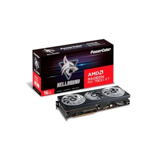 PowerColor Hellhound OC Radeon RX 7800 XT 16GB Graphics Card – AMD RDNA 3 Navi 32 GPU, 3840 Stream Processors, 16 GB GDDR6 256-bit 19.5 Gbps, Boost up to 2520 MHz, PCIe 4.0 x16, Triple Fan Active Cooling, 1x HDMI 2.1 & 3x DisplayPort 2.1, 2.5-Slot 322 mm Black Gaming GPU