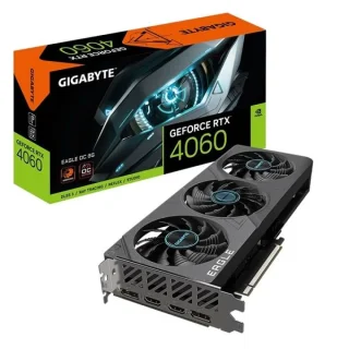 Gigabyte GeForce RTX 4060 EAGLE OC 8GB GDDR6 PCIe 4.0 x8 Graphics Card – NVIDIA Ada Lovelace GPU, 3072 CUDA Cores, 128-bit 17 Gb/s Memory, WINDFORCE 3X Triple Fans, 2x HDMI 2.1a & 2x DisplayPort 1.4a, 272 mm Dual-Slot Black Gaming GPU
