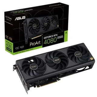 ASUS ProArt GeForce RTX 4080 SUPER OC 16GB GDDR6X PCIe 4.0 x16 Graphics Card – NVIDIA Ada Lovelace GPU, 10,420 CUDA Cores, 256-bit 23 Gb/s Memory, Triple Axial-Tech Fans, 2.5-Slot Black/Gold Creative Workstation GPU, 300 mm Length, 1x HDMI 2.1a & 3x DisplayPort 1.4a