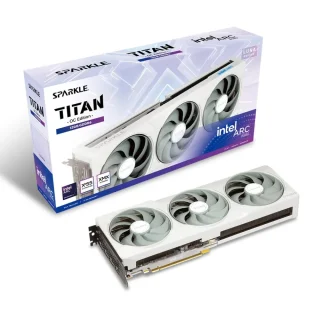 Sparkle TITAN Luna OC Intel Arc B580 12GB GDDR6 PCIe 4.0 x8 Graphics Card – Overclocked 2740 MHz Boost, 192-bit 456 GB/s Memory, Triple-Fan TORN Cooling 2.0, 315 mm White GPU with 1x HDMI 2.1 & 3x DisplayPort 2.1 for 8K Gaming & Creation