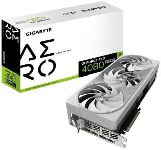 Gigabyte AERO OC GeForce RTX 4080 SUPER 16GB GDDR6X PCIe 4.0 Graphics Card – 10,240 CUDA Cores, 16 GB 256-bit Memory, 2595 MHz Boost, WINDFORCE 3X Triple Fans, 3x DisplayPort 1.4a & HDMI 2.1a, White/Silver, 342 mm