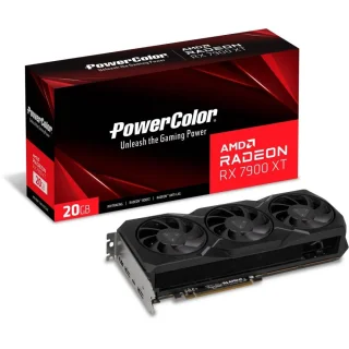 PowerColor RX 7900 XT 20G Radeon RX 7900 XT 20 GB GDDR6 PCIe 4.0 Graphics Card – AMD RDNA 3 GPU, 5376 Stream Processors, 320-bit Memory, Up to 2400 MHz Boost, Triple-Fan Cooling, HDMI 2.1 & DisplayPort 2.1 Outputs, 276 mm Length – High-End 4K Gaming GPU for PC Builders