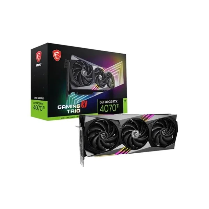 MSI GeForce RTX 4070 Ti GAMING X TRIO 12GB – NVIDIA Ada Lovelace GPU, PCIe 4.0, 7680 CUDA Cores, 12GB GDDR6X 192-bit, 285W TDP, TriFrozr 3 Cooling, TORX Fan 5.0, 337 mm Length, 4 DisplayPorts, HDMI 2.1, Dual BIOS, High-Performance Gaming Graphics Card - Featured Image