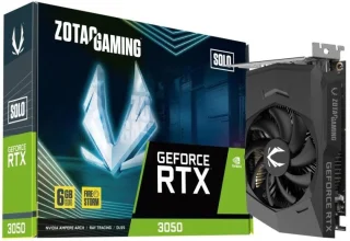 ZOTAC GAMING SOLO GeForce RTX 3050 6GB – NVIDIA Ampere GPU, 2304 CUDA Cores, 6GB GDDR6 96-bit, PCIe 4.0 x8, 150.8 mm Compact Dual-Slot Design, Single Fan Active Cooling, 3x DisplayPort 1.4a & HDMI 2.1, 70 W TDP Budget 1080p Gaming Graphics Card