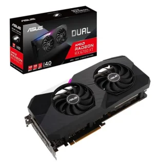 ASUS DUAL Radeon RX 6700 XT 12GB Black PCIe 4.0 Gaming Graphics Card – AMD Radeon RX 6700 XT GPU, 2560 Stream Processors, 12 GB GDDR6 192-bit, Boost ~2622 MHz OC, Dual Axial-Tech Fans, 2.7-Slot Cooler, 3x DisplayPort 1.4a & HDMI 2.1 Outputs, 295 mm Length, PCIe 4.0 x16