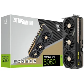 Zotac GAMING SOLID OC GeForce RTX 5080 16GB Black/Copper PCIe 5.0 Graphics Card – NVIDIA RTX 5080 Blackwell Architecture, 10,752 CUDA Cores, 16 GB GDDR7 256-bit 30 Gbps, IceStorm 3.0 Triple Fan + Vapor Chamber Cooling, 3x DisplayPort 2.1b & HDMI 2.1b, 330 mm Length, DLSS 4 & AV1 Support
