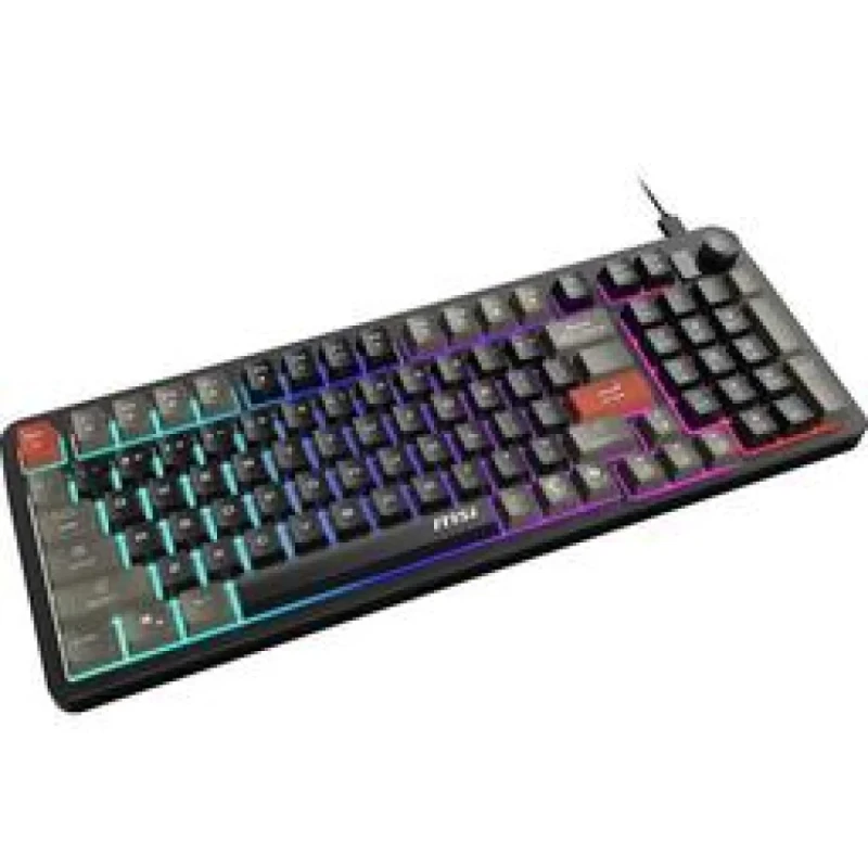 MSI FORGE GK110 RGB Wired Gaming Keyboard – 97-Key Wired USB 2.0 Membrane Keyboard with Customizable RGB Lighting, Dedicated Volume Scroll Wheel, Media & Quick Access Hotkeys, Adjustable Tilt Feet, Anti-Ghosting, Detachable 1.5 m USB-A to USB-C Cable, Full-Size PC Gaming Keyboard - Featured Image