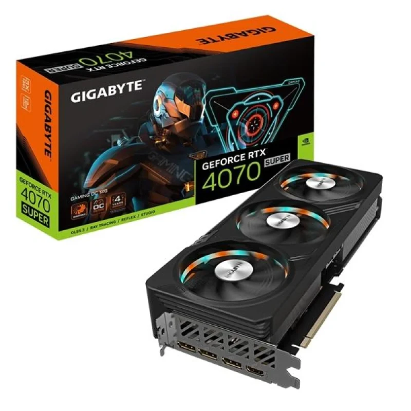 GIGABYTE GeForce RTX 4070 SUPER GAMING OC 12GB GDDR6X PCIe 4.0 Graphics Card – 7168 CUDA Cores, 2565 MHz Boost, 192-bit 21 Gbps Memory, WINDFORCE 3X Triple Fan Cooling, RGB Lighting, HDMI 2.1 & 3x DisplayPort 1.4a, 300 mm Length Enthusiast GPU - Featured Image