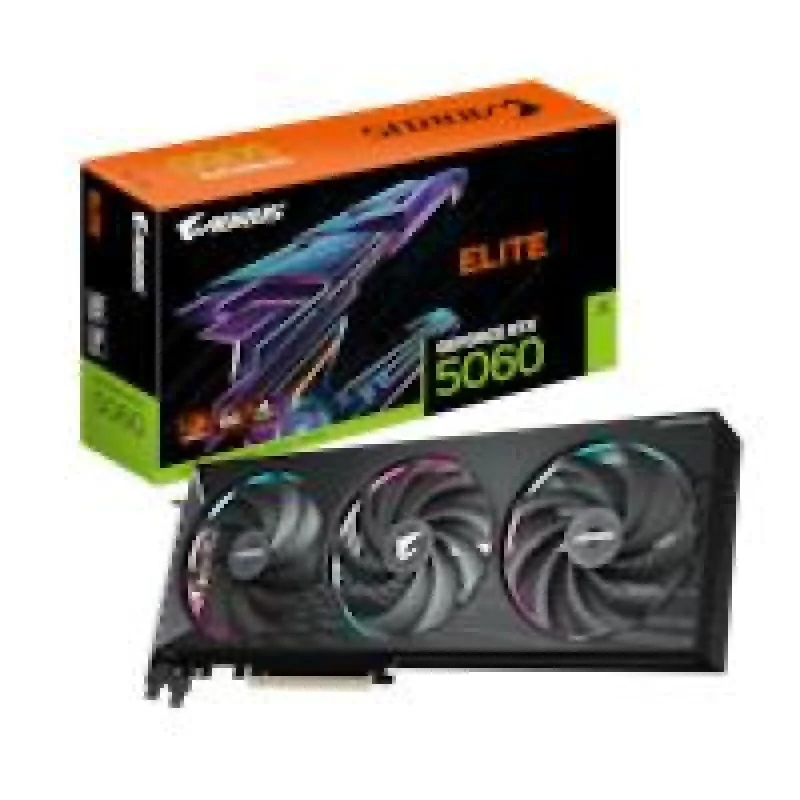 Gigabyte AORUS ELITE GeForce RTX 5060 8GB GDDR7 Graphics Card – NVIDIA Blackwell RTX 5060 GPU with 3840 CUDA Cores, 2722 MHz Boost, PCIe 5.0 x16, 128-bit 28 Gbps Memory, WINDFORCE 3X Triple-Fan Cooling, 329 mm Length, 3x DisplayPort 2.1b & HDMI 2.1b, Black AORUS ELITE GPU - Featured Image