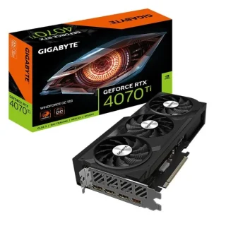 Gigabyte WINDFORCE OC GeForce RTX 4070 Ti 12GB GDDR6X PCIe 4.0 Graphics Card – 7680 CUDA Cores, 2625 MHz Boost, 504 GB/s Bandwidth, Triple-Fan WINDFORCE 3X Cooling, 261 mm Length, 3x DisplayPort 1.4a & HDMI 2.1a, Black/Silver GPU for Gaming/Creator PCs