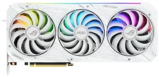 ASUS ROG STRIX WHITE OC GeForce RTX 3090 24GB GDDR6X PCIe 4.0 Graphics Card – 10,496 CUDA Cores, Up to ~1890 MHz Boost, 384-Bit Memory, Triple Axial-Tech Fans, 2x HDMI 2.1 & 3x DisplayPort 1.4a Outputs, 2.9-Slot Cooling, 318 mm Length, White/Black Premium GPU for 4K Gaming & Creative Workloads