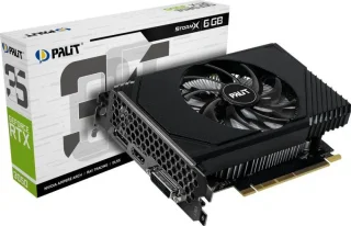 Palit GeForce RTX 3050 StormX 6GB – NVIDIA RTX 3050 6GB GDDR6 PCIe 4.0 Graphics Card, 2304 CUDA Cores, 1470 MHz Boost, 96-bit Memory Bus, Single-Fan Active Cooling, 1x HDMI 2.1 + 1x DisplayPort 1.4a + DVI-D, 2-Slot Black Mini-ITX-Ready 162 mm GPU