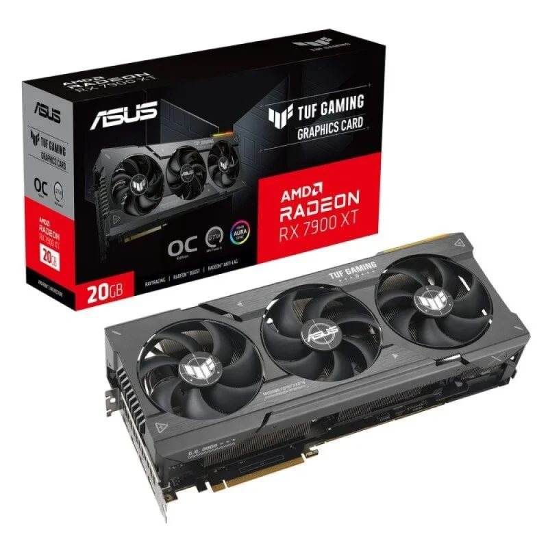 ASUS TUF GAMING OC Radeon RX 7900 XT 20GB GDDR6 PCIe 4.0 Graphics Card – 5376 Stream Processors, 320-bit Memory, Triple Axial-Tech Fans, HDMI 2.1 & DisplayPort 2.1, 352.9 mm Length, 3.63-Slot Cooler, Black - Featured Image