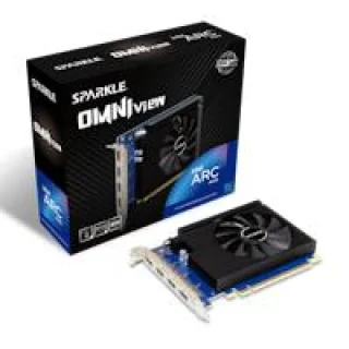 Sparkle Intel Arc A310 OMNI View 4GB GDDR6 Graphics Card – Intel Arc A310 GPU, 4 GB 64-bit Memory, 124 GB/s Bandwidth, 50 W TBP, PCIe 4.0 x8, 4x HDMI 2.0b Outputs, Single-Fan Active Cooling, Compact 145 mm Black/Blue PCIe GPU