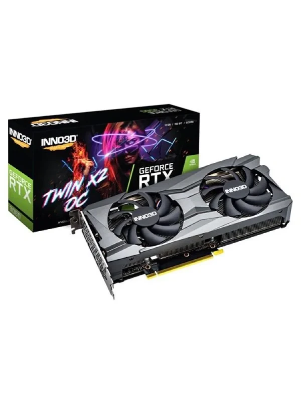 Inno3D Twin X2 GeForce RTX 3060 12GB – NVIDIA Ampere GPU, 12GB GDDR6 192-bit 360 GB/s, 3584 CUDA Cores, Boost ~1792 MHz, PCIe 4.0 x16, Dual Fan Cooling, 3x DisplayPort 1.4a & HDMI 2.1, 240 mm Compact Black Gaming Graphics Card - Featured Image