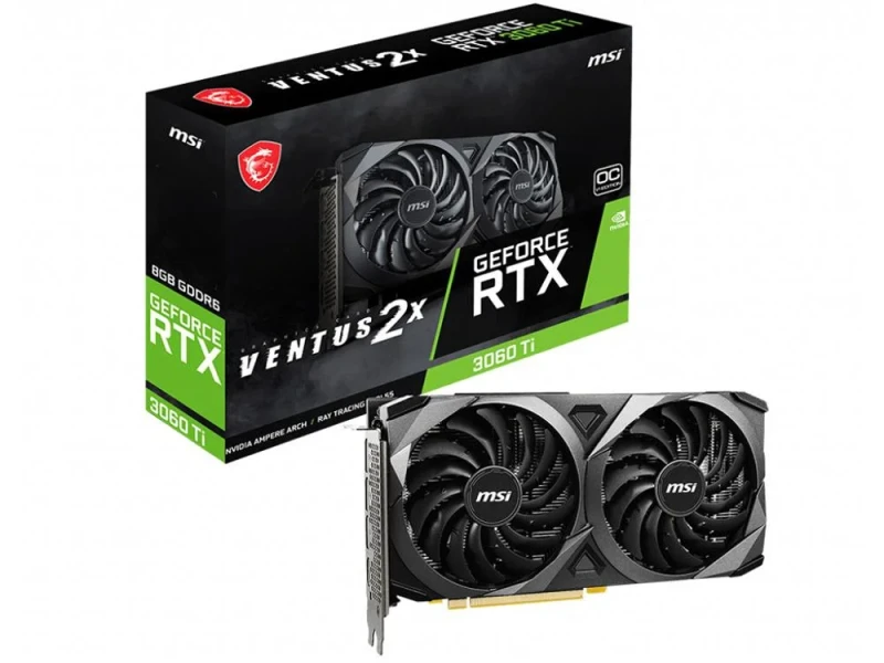 MSI VENTUS 2X OCV1 GeForce RTX 3060 Ti LHR 8GB Gaming Graphics Card – NVIDIA Ampere GPU with 4864 CUDA Cores, 8GB GDDR6 256-bit Memory @ 14 Gbps, Boost Clock ~1695 MHz, Dual TORX FAN 3.0 Cooling, PCIe 4.0 x16, 3x DisplayPort 1.4a & HDMI 2.1, 235 mm Black/Gray Compact High-Performance GPU - Featured Image