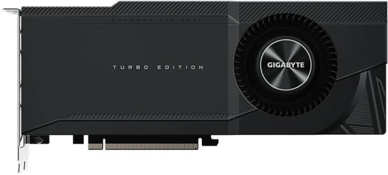 Gigabyte TURBO GeForce RTX 3090 24GB GDDR6X PCIe 4.0 x16 Graphics Card (GV-N3090TURBO-24GD), 10496 CUDA Cores, 384-bit Bus, 267 mm Length, Blower Fan Cooling, 2x HDMI 2.1 & 2x DisplayPort, Black Dual-Slot GPU - Featured Image