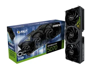 Palit GamingPro OC NVIDIA GeForce RTX 5070 12GB GDDR7 PCIe 5.0 x16 Graphics Card, 6144 CUDA Cores, 192-bit Memory, 672 GB/s Bandwidth, 2572 MHz Boost, Triple Fan Active Cooling, HDMI 2.1b & 3x DisplayPort, Black 332 mm Length GPU