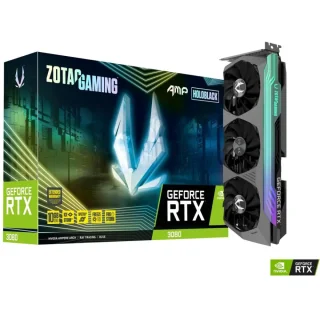 ZOTAC GAMING AMP Holo NVIDIA GeForce RTX 3080 10GB GDDR6X PCIe 4.0 x16 Graphics Card – 8704 CUDA Cores, 320-bit Memory, Boost ~1770 MHz, IceStorm 2.0 Triple Fan Cooling, SPECTRA 2.0 RGB, 3x DisplayPort 1.4a & HDMI 2.1, 2.5-Slot Black GPU ~318 mm Length