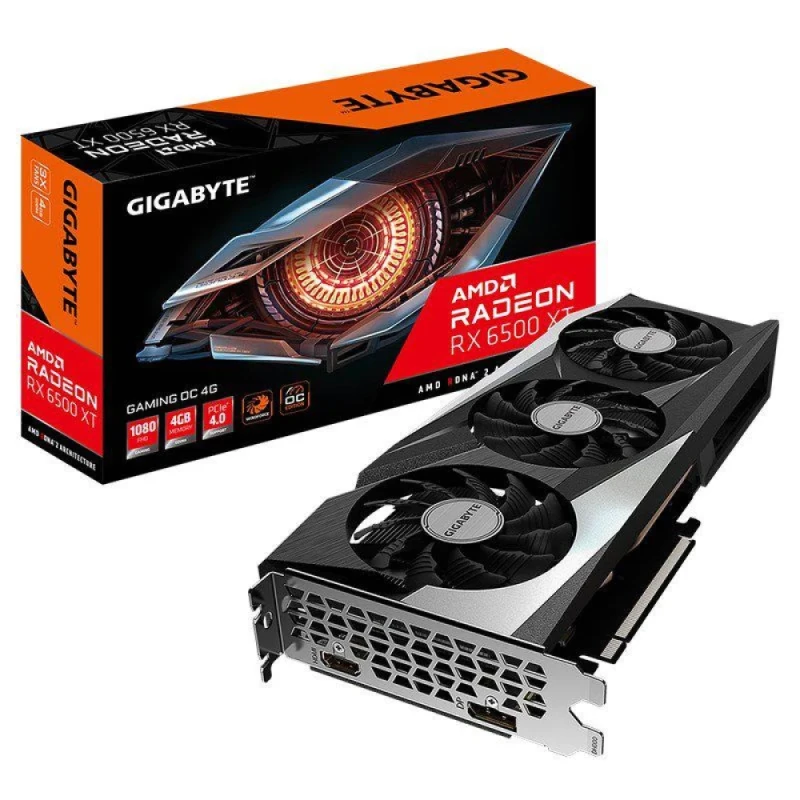 Gigabyte GAMING OC Radeon RX 6500 XT 4GB GDDR6 PCIe 4.0 Graphics Card – AMD RDNA 2 Navi 24, 1024 Stream Processors, 64-bit Memory Bus, WINDFORCE 3X Triple-Fan Cooling, HDMI 2.1 & DisplayPort 1.4a, 282 mm Black/Grey GPU - Featured Image