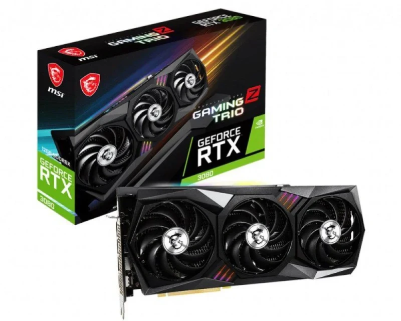 MSI GAMING Z TRIO GeForce RTX 3080 12GB LHR GDDR6X PCIe 4.0 Graphics Card – Black/Gray Triple-Fan TRI FROZR 2 Cooling, 8960 CUDA Cores, 384-bit Bus, 1815 MHz Boost, 3x DisplayPort 1.4a & HDMI 2.1, RGB Mystic Light, 323 mm High-Performance Ampere GPU - Featured Image