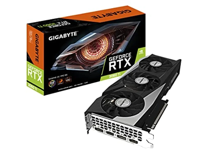 Gigabyte GAMING OC PRO Rev 3.0 GeForce RTX 3060 Ti LHR 8GB – NVIDIA Ampere 4864 CUDA Cores, 8GB GDDR6 256-bit 14 Gbps Memory, 1770 MHz Boost OC, PCIe 4.0 x16 Graphics Card, WINDFORCE 3X Triple Fan Cooling with RGB Fusion 2.0, 281x117x40 mm Dual-Slot, 2x HDMI 2.1 + 2x DisplayPort 1.4a, ~650 W PSU Recommended - Featured Image