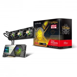 Sapphire TOXIC AMD Radeon RX 6900 XT Extreme Edition 16GB GDDR6 Liquid-Cooled Graphics Card, AMD RDNA 2, PCI-Express 4.0, 360 mm AIO Radiator, Up to 2375 MHz Game/2525 MHz Boost, 1x HDMI 2.1 & 3x DisplayPort, ARGB, Dual BIOS, 3-Slot ATX (270 mm) — High-Performance 4K Gaming GPU