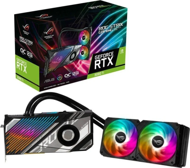 ASUS ROG STRIX LC GAMING OC NVIDIA GeForce RTX 3080 Ti 12GB GDDR6X Graphics Card – 10,240 CUDA Cores, 384-bit Memory, PCIe 4.0 x16, Liquid AIO Cooling with Radiator, OC Boost ~1860 MHz, 2x HDMI 2.1 & 3x DisplayPort 1.4a, 2.6-Slot Black/Silver High-End Gaming GPU (293 mm) - Featured Image