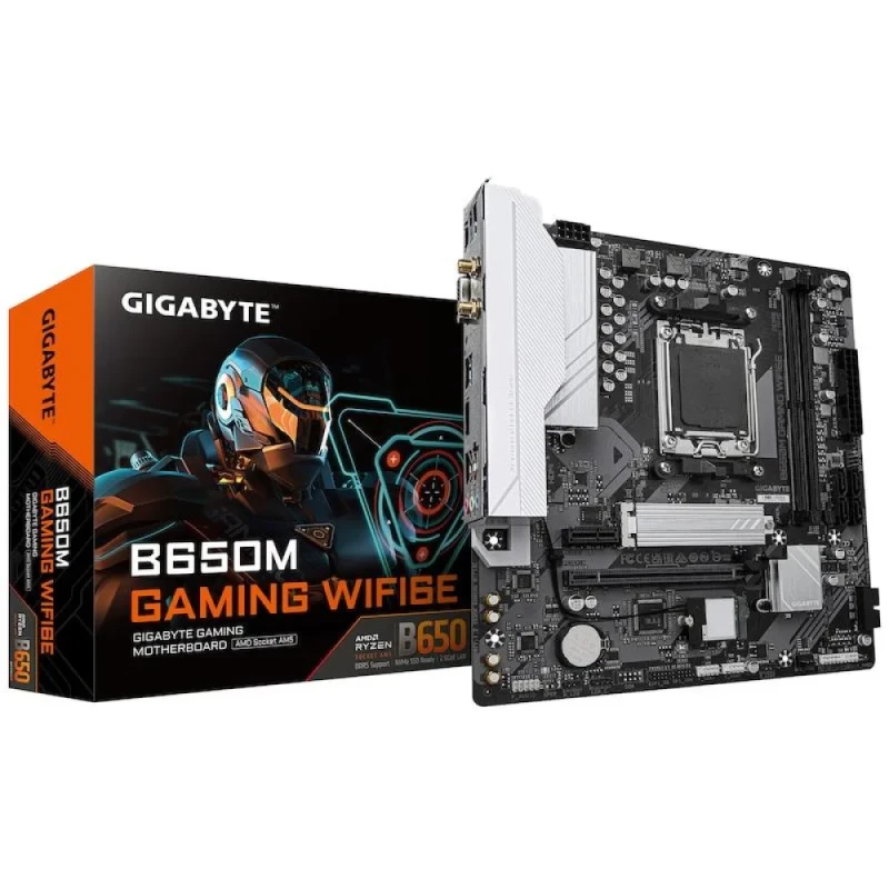 Gigabyte B650M GAMING WIFI6E AMD AM5 Micro ATX Motherboard – AMD B650 Chipset, Socket AM5 for Ryzen 7000/8000/9000 Series, DDR5 up to 6400 MHz, PCIe 4.0 x16 & PCIe x1 Slots, 2.5 GbE LAN & Wi-Fi 6E (802.11ax) + Bluetooth 5.3, Single M.2 PCIe 4.0 & SATA3 Storage, USB 3.2 Gen1, HDMI & D-Sub Outputs, Smart Fan 6 & RGB Fusion Connectivity - Featured Image