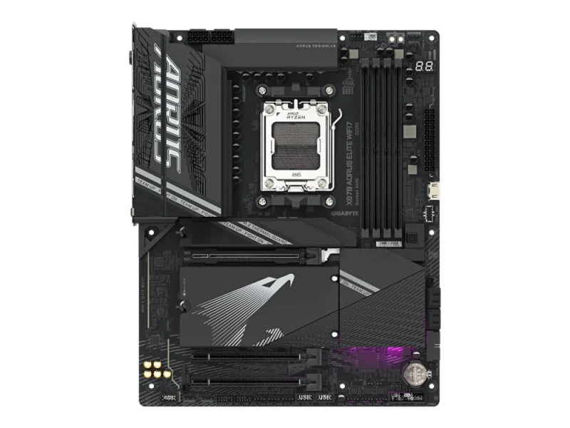 GIGABYTE X870 AORUS ELITE WIFI7 AMD X870 AM5 ATX Motherboard – Socket AM5 for Ryzen 7000/8000/9000 Series, 4x DDR5 DIMM up to 8200 MHz OC, 4x M.2 (PCIe 5.0/4.0), Wi-Fi 7 (802.11be) + Bluetooth, Dual USB4 Type-C, 2.5 GbE LAN, HDMI & USB 3.2 Gen2 Ports, High-Durability Power & Cooling for Gaming & Content Creation – Premium High-Speed AM5 Board - Featured Image
