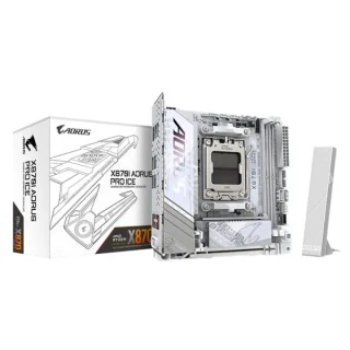 Gigabyte X870I AORUS PRO ICE AMD X870 ITX Motherboard – AM5 Socket for Ryzen 7000/8000/9000 Series, DDR5 up to 8400 MHz OC, Wi-Fi 7 & Bluetooth, 2.5 GbE LAN, PCIe 5.0 x16, USB4/USB-C, Dual M.2 & SATA, Realtek ALC4080 Audio, White Mini-ITX Board