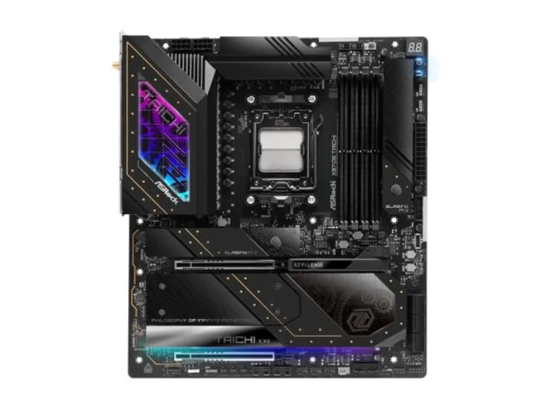 ASRock X870E Taichi AMD X870E E-ATX Motherboard – AM5 Socket for Ryzen 9000/8000/7000 Series, DDR5 Up to 8200+ MHz, Dual PCIe 5.0 x16, 4x M.2 (PCIe 5/4), USB4 & USB-C, Wi-Fi 7 & Bluetooth 5.4, 5 Gb + 2.5 Gb LAN, Realtek ALC4082 Audio, Premium Flagship Gaming/Workstation Board - Featured Image