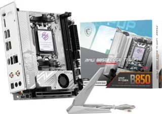 MSI MPG B850I EDGE TI WIFI AMD B850 Mini-ITX Motherboard – AM5 Socket for Ryzen 7000/8000/9000 Series, DDR5 8200+ MT/s (OC), Wi-Fi 7 & Bluetooth 5.4, 5Gb LAN, PCIe 5.0 x16, 2x M.2 NVMe & SATA III Storage, USB-C 20Gbps & Multiple USB A, HDMI 2.1, Realtek ALC4080 Audio – Compact High-Performance Gaming/Creator Board