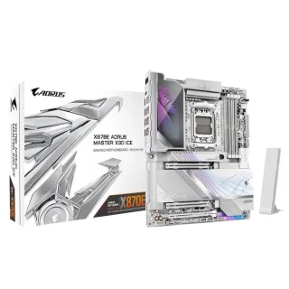 Gigabyte X870E AORUS MASTER X3D ICE AMD X870E ATX Motherboard – AM5 Socket for Ryzen 7000/8000/9000 Series, DDR5 up to 9000 MT/s (OC), 5x M.2 NVMe (PCIe 5.0/4.0), 2x PCIe 5.0 x16, Wi-Fi 7 & Bluetooth 5.4, Dual 10GbE & 5GbE LAN, USB4 & USB-C, HDMI 2.1, Realtek ALC1220/ESS Audio – Premium Enthusiast Gaming/Creator Board