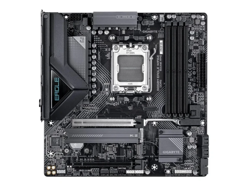 Gigabyte B850M EAGLE WIFI6E AMD B850 Micro-ATX Motherboard – AM5 Socket for Ryzen 7000/8000/9000 Series, DDR5 up to 8200+ MT/s (OC), Wi-Fi 6E (802.11ax) & Bluetooth 5.3, 2.5Gb LAN, PCIe 5.0 x16 + PCIe 4.0, 2x M.2 NVMe & SATA III Storage, USB 3.2 Gen2 Type-C/A, HDMI 2.1, Realtek Audio – Compact Gaming/PC Build Board - Featured Image