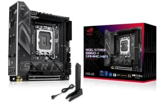 ASUS ROG STRIX B860-I GAMING WIFI Intel B860 Mini-ITX Motherboard – LGA1851 Socket for Intel Core Ultra Series, DDR5 up to 9066+ MT/s, PCIe 5.0 x16, Dual M.2 NVMe (PCIe 5.0 & 4.0), Wi-Fi 7 (802.11be) & Bluetooth 5.4, Intel 2.5Gb Ethernet, Thunderbolt 4 & USB-C/Type-A, HDMI & DisplayPort – Compact High-End Gaming/AI PC Board