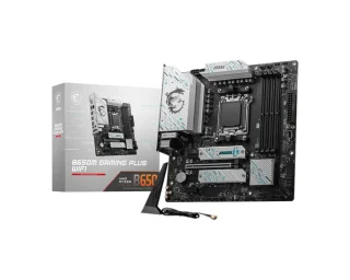 MSI B650M GAMING PLUS WIFI AM5 Micro-ATX Motherboard – AMD B650 Chipset, AM5 Socket, DDR5 7200+ (OC) Support, Wi-Fi 6E & Bluetooth 5.3, 2.5 Gb Ethernet, Dual M.2 PCIe 4.0, HDMI 2.1 & DP 1.4 Outputs, 4x SATA III & USB 3.2 Ports – Compact Gaming/PC Build Board