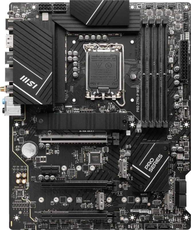 MSI PRO Z790-P WIFI ATX Motherboard – Intel Z790 Chipset, LGA1700 for 12th/13th/14th Gen Core CPUs, DDR5 7000+ MHz (OC) Support, Wi-Fi 6E & Bluetooth 5.3, Intel 2.5 Gb LAN, 4x M.2 PCIe 4.0, 6x SATA 6Gb/s, USB-C 20 Gbps & USB 3.2 Ports, HDMI 2.1 & DP 1.4, EZ Debug LED & Frozr AI Cooling – Professional/High-Performance Build - Featured Image