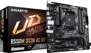Gigabyte B550M DS3H AC R2 Micro-ATX AM4 Motherboard – AMD B550 Chipset, Socket AM4 for Ryzen 5000/4000/3000, 4x DDR4 up to 4733 OC, Dual M.2 (PCIe 4.0/3.0) & SATA, Wi-Fi 5 (802.11ac) + Bluetooth, Gigabit LAN, HDMI & DisplayPort, USB 3.2 Gen1, Compact mATX Board