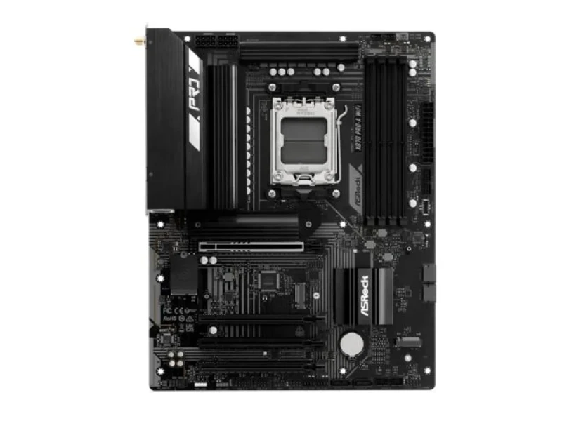 ASRock X870 Pro-A WiFi AMD X870 AM5 ATX Motherboard – AMD X870 Chipset, AM5 Socket for Ryzen 7000/8000/9000 Series, DDR5 8000+ OC Support, 4x DIMM, 3x M.2 NVMe (PCIe 5.0/4.0/3.0), Wi-Fi 7 (802.11be) & Bluetooth 5.4, 2.5Gb Ethernet, Dual USB4 40 Gbps, HDMI, Realtek ALC897 7.1 HD Audio, Pre-Mounted I/O Shield - Featured Image
