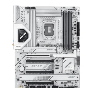 ASUS Z890 AYW GAMING WIFI W Intel Z890 ATX Motherboard – LGA1851 for Intel Core Ultra Series 2, DDR5 4800–9066+ MHz (OC), 4x DIMM, 4x M.2 NVMe (PCIe 5.0/4.0), Wi-Fi 6 & Bluetooth 5.3, Realtek 2.5 Gb Ethernet, USB 20 Gbps Type-C + USB4 Header, PCIe 5.0 SafeSlot, Pre-Mounted I/O Shield, White ATX Gaming & AI-Ready Board