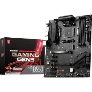 MSI B550 GAMING GEN3 ATX AM4 Motherboard – AMD B550 Chipset, Supports Ryzen 5000/4000/3000 Series, DDR4 up to 4400(OC) MHz, Dual-Channel 128GB, PCIe 3.0 x16/PCIe 2.0 x1, Turbo M.2 Gen3 x4, SATA III, Realtek RTL8111H Gigabit LAN, HDMI & DVI-D, Audio Boost, Flash BIOS Button