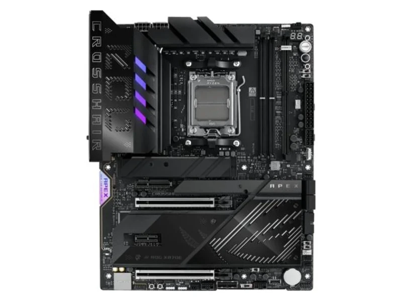 ASUS ROG CROSSHAIR X870E APEX AM5 ATX Motherboard – AMD X870E Chipset, Socket AM5 for Ryzen 7000/8000/9000 CPUs, Dual-Channel 2x DDR5 (Up to 9600 MT/s OC), 2x PCIe 5.0 x16, 5x M.2 (PCIe 5.0/4.0), Wi-Fi 7 (802.11be) & BT 5.4, Realtek 5 GbE LAN, SupremeFX ALC4080 Audio, USB4 & USB 3.2 Gen2x2 Connectivity - Featured Image